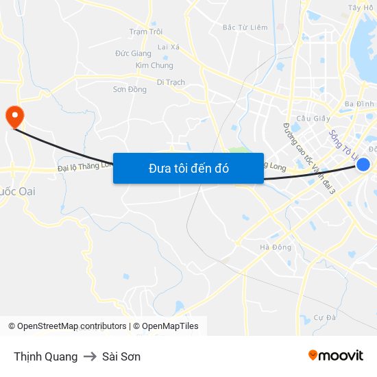 Thịnh Quang to Sài Sơn map