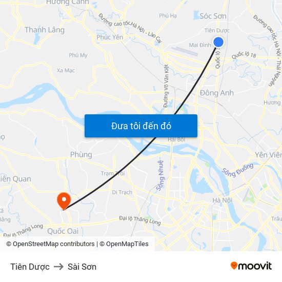 Tiên Dược to Sài Sơn map