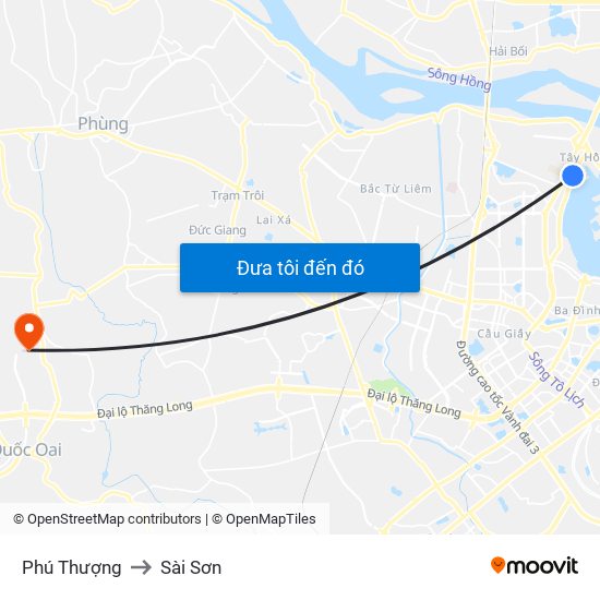 Phú Thượng to Sài Sơn map
