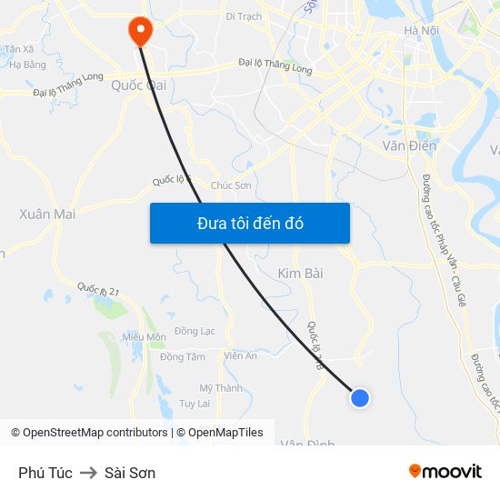 Phú Túc to Sài Sơn map
