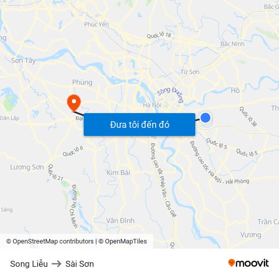 Song Liễu to Sài Sơn map