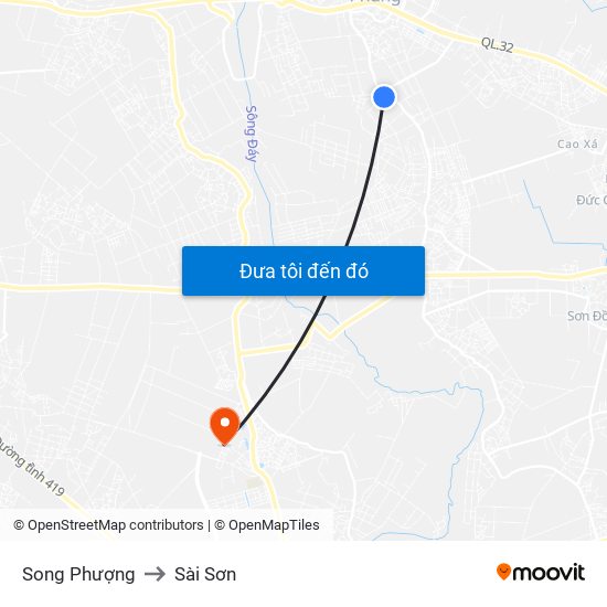 Song Phượng to Sài Sơn map