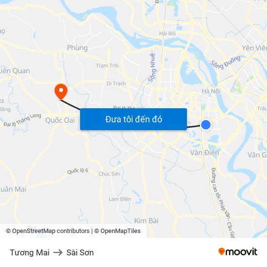 Tương Mai to Sài Sơn map