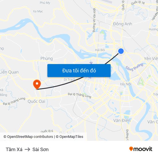 Tầm Xá to Sài Sơn map