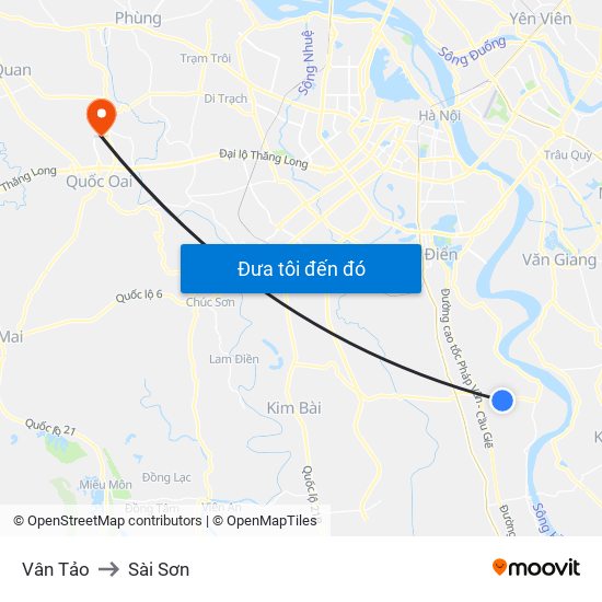 Vân Tảo to Sài Sơn map