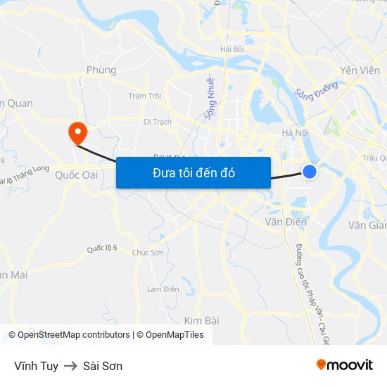 Vĩnh Tuy to Sài Sơn map