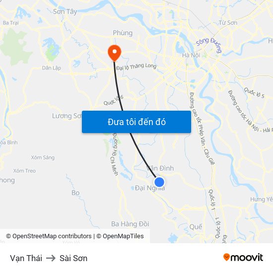 Vạn Thái to Sài Sơn map