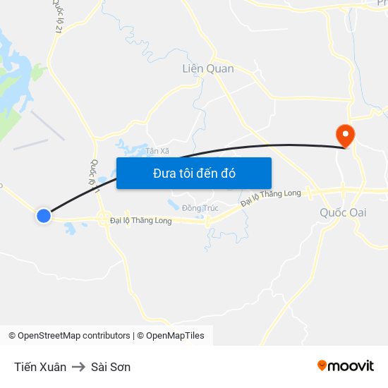 Tiến Xuân to Sài Sơn map