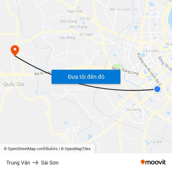 Trung Văn to Sài Sơn map