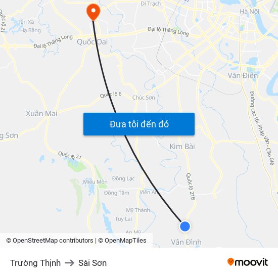 Trường Thịnh to Sài Sơn map