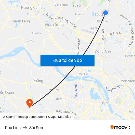 Phù Linh to Sài Sơn map