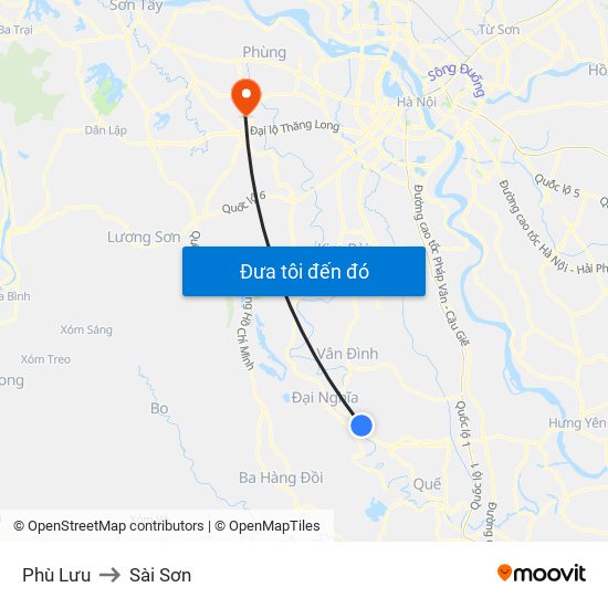 Phù Lưu to Sài Sơn map