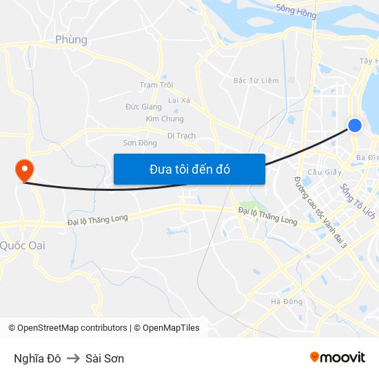 Nghĩa Đô to Sài Sơn map