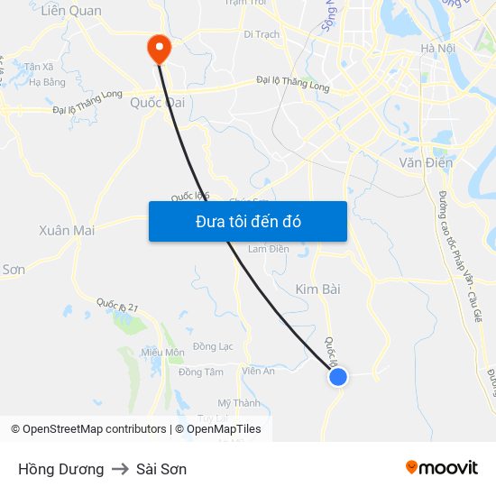 Hồng Dương to Sài Sơn map