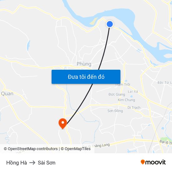 Hồng Hà to Sài Sơn map