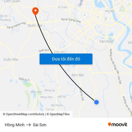 Hồng Minh to Sài Sơn map