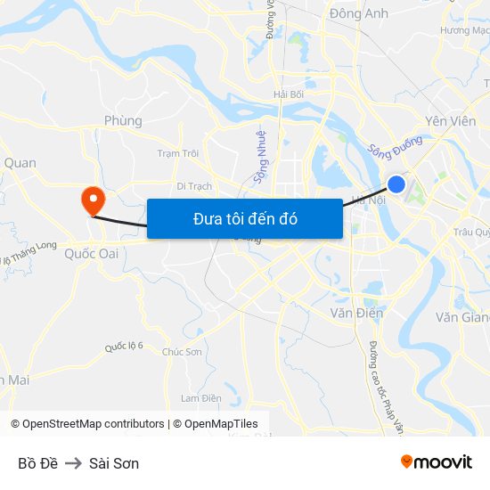 Bồ Đề to Sài Sơn map