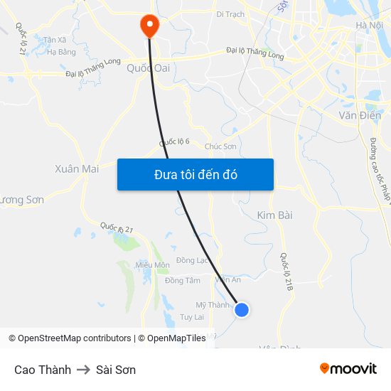 Cao Thành to Sài Sơn map