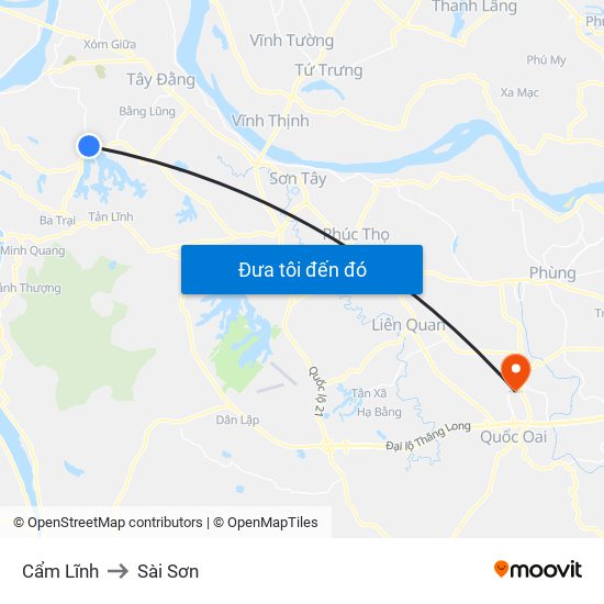 Cẩm Lĩnh to Sài Sơn map