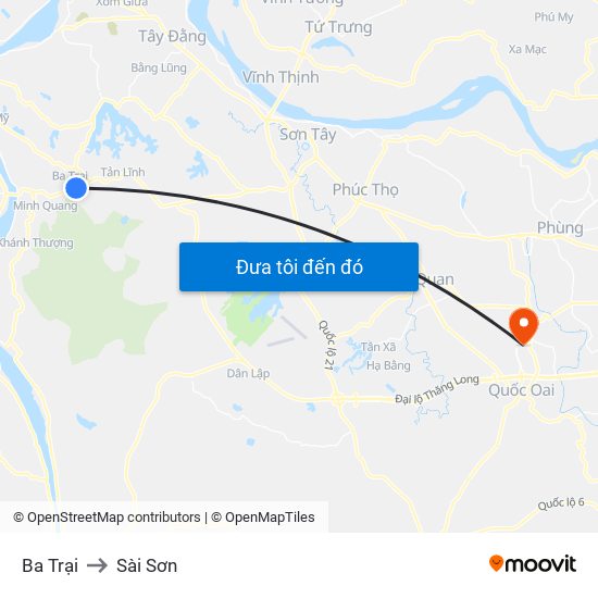 Ba Trại to Sài Sơn map