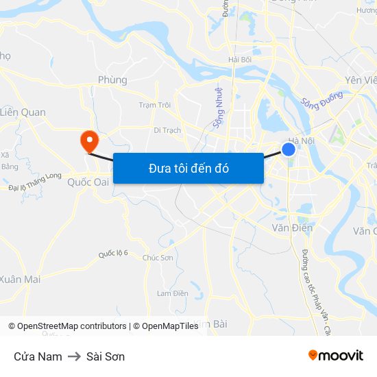 Cửa Nam to Sài Sơn map