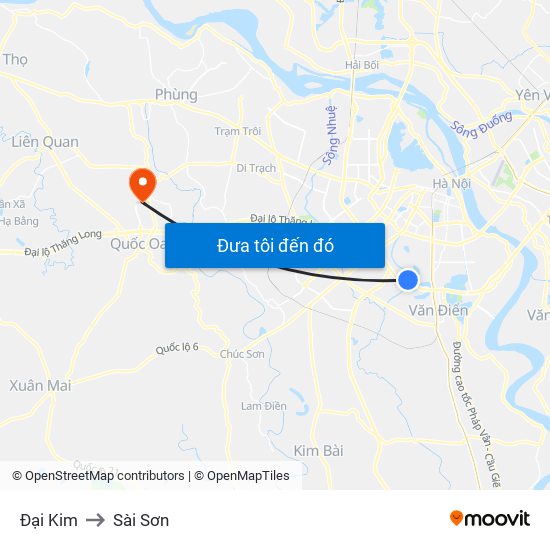 Đại Kim to Sài Sơn map