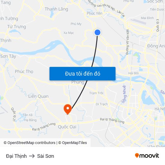 Đại Thịnh to Sài Sơn map