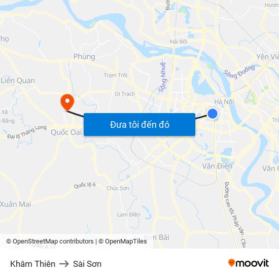 Khâm Thiên to Sài Sơn map