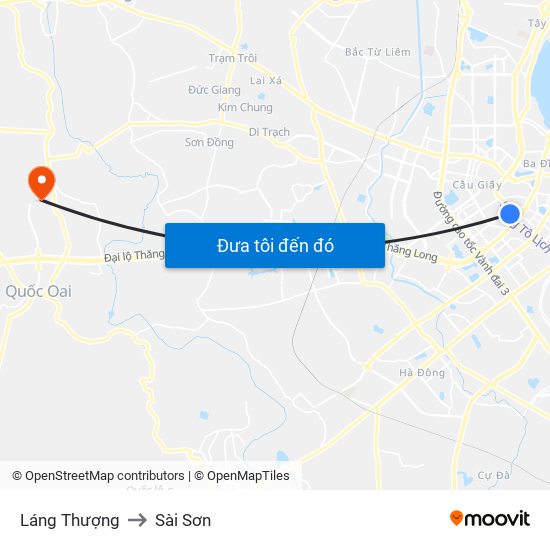 Láng Thượng to Sài Sơn map