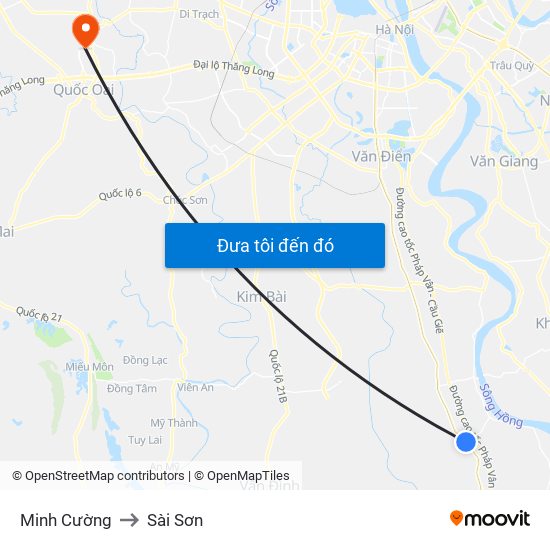 Minh Cường to Sài Sơn map