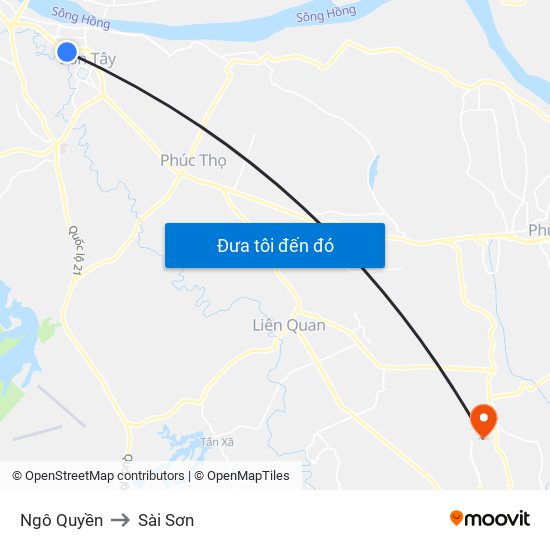 Ngô Quyền to Sài Sơn map