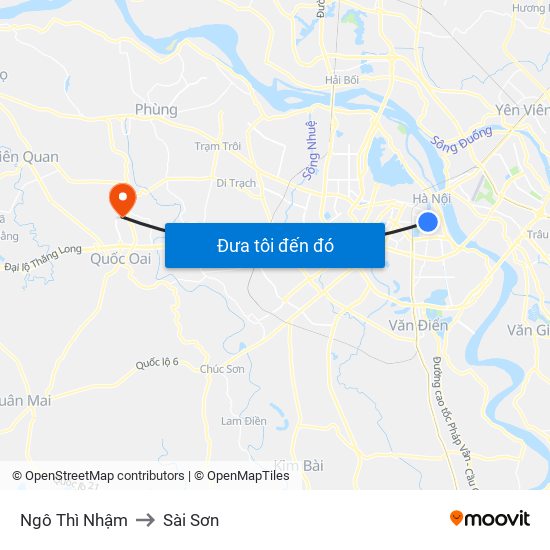 Ngô Thì Nhậm to Sài Sơn map