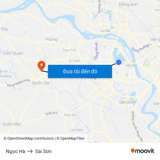 Ngọc Hà to Sài Sơn map