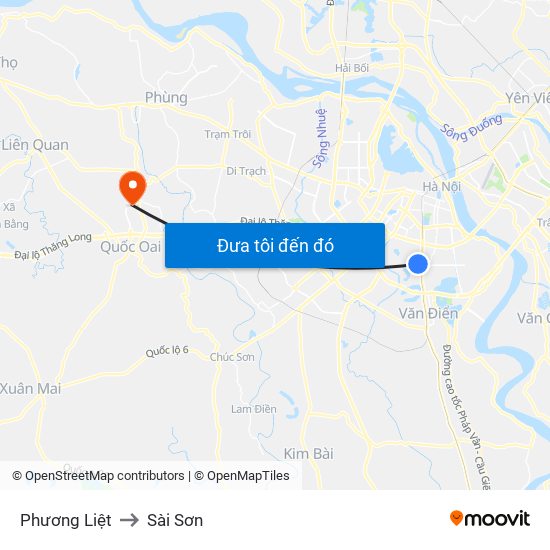 Phương Liệt to Sài Sơn map