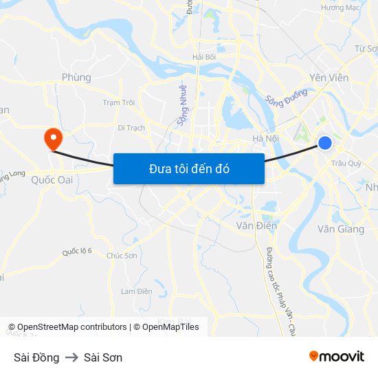 Sài Đồng to Sài Sơn map
