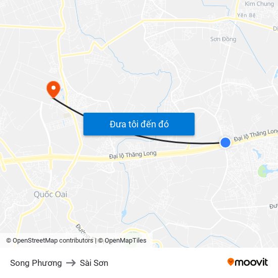 Song Phương to Sài Sơn map