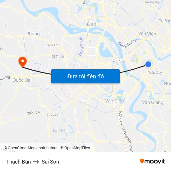 Thạch Bàn to Sài Sơn map