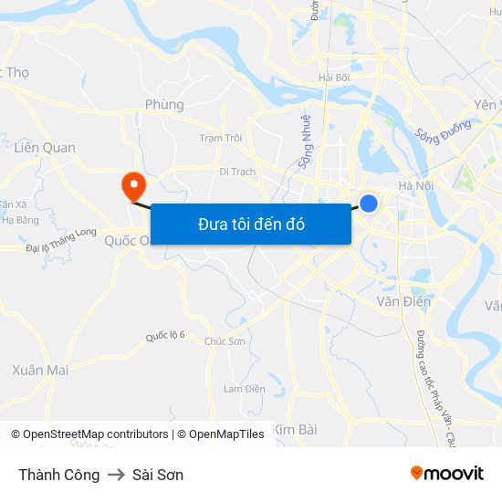 Thành Công to Sài Sơn map