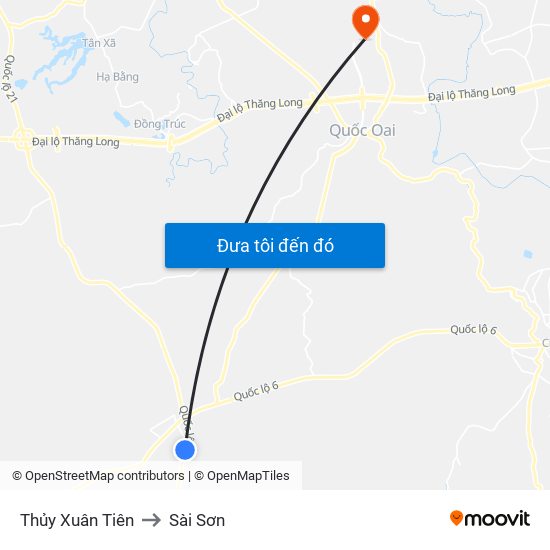 Thủy Xuân Tiên to Sài Sơn map