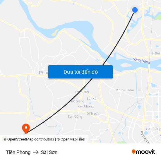 Tiền Phong to Sài Sơn map