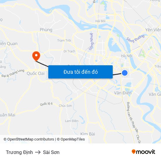 Trương Định to Sài Sơn map