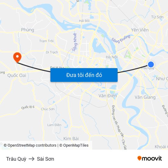 Trâu Quỳ to Sài Sơn map