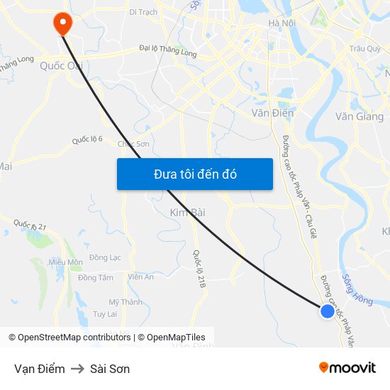 Vạn Điểm to Sài Sơn map