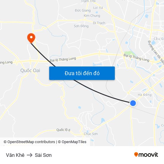 Văn Khê to Sài Sơn map