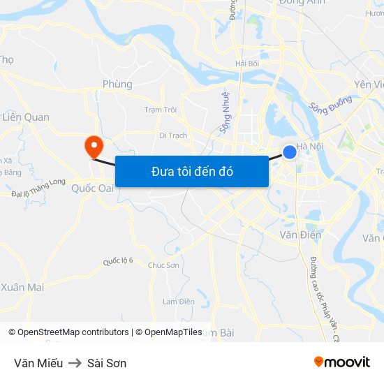 Văn Miếu to Sài Sơn map