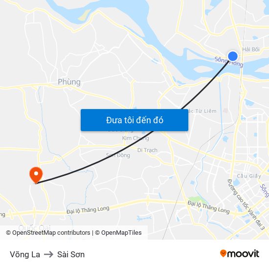 Võng La to Sài Sơn map