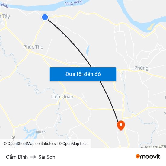 Cẩm Đình to Sài Sơn map