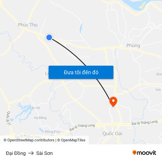 Đại Đồng to Sài Sơn map