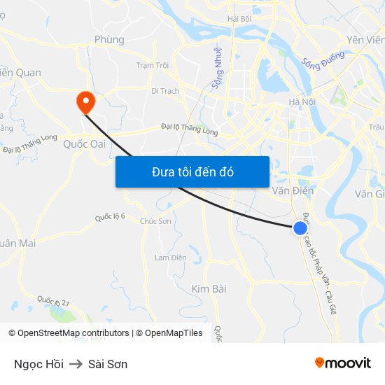 Ngọc Hồi to Sài Sơn map