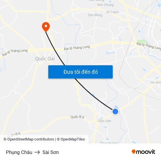 Phụng Châu to Sài Sơn map